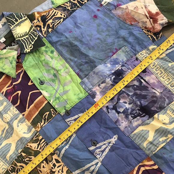 Vintage Short Sleeve Patchwork Tie-Dye Button Down - Picture 6 of 6
